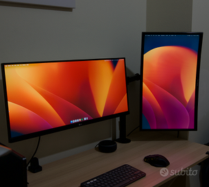 Monitor LG 29" + Samsung 24" con braccio doppio
