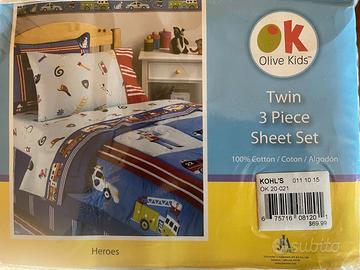 SET BIANCHERIA DA LETTO SINGOLO 3PZ 100% cotone