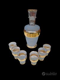 vintage bottiglia vetro lavorato  #bordura oro 