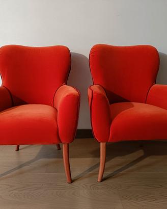 2 poltrone design vintage velluto Pierre Frey