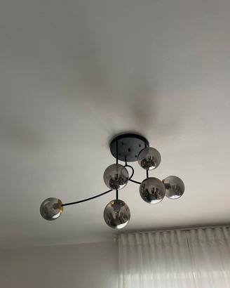 Lampadario sfere vetro scuro