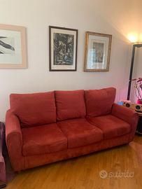 Divano 3 posti Chateau d’Ax in microfibra rosso