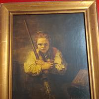 Quadro Vintage Ragazza con scopa Rembrandt