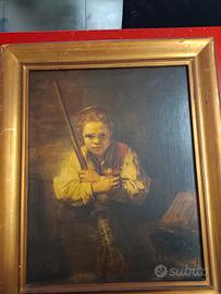 Quadro Vintage Ragazza con scopa Rembrandt