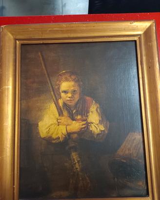 Quadro Vintage Ragazza con scopa Rembrandt