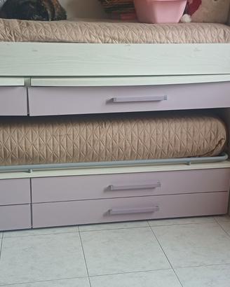 Letto doppio con cassetti e scrivania