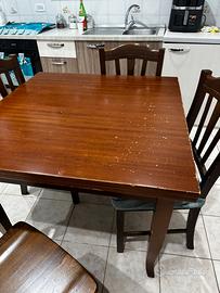Tavola kn legno piu 4 sedie