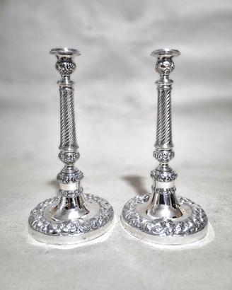 COPPIA CANDELIERI ARGENTO - NAPOLI epoca 1800
