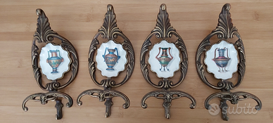 Appendiabiti anni 50-60 metallo e opalina