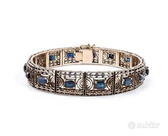Bracciale in oro e argento con zaffiri