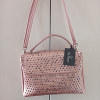 borsa ecopelle rosa metallizzata nuova