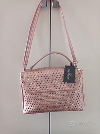 borsa ecopelle rosa metallizzata nuova