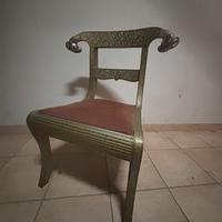 6 SEDIE IN LAMINA DI METALLO ARGENTATO E LEGNO