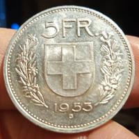 argento Svizzera,5 franc 1953