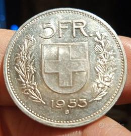 argento Svizzera,5 franc 1953