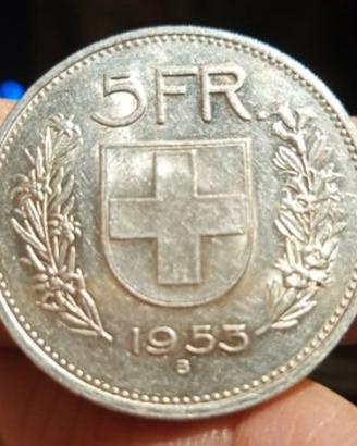 argento Svizzera,5 franc 1953