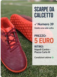 Scarpe calcetto TT  n 39 