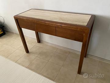 Tavolo consolle in legno massello piano in marmo
