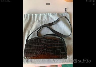 Borsetta nera in alligatore Ottone Grimaldi