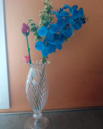 Grande vaso e rosa vetro di murano cenedese