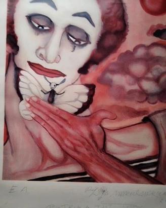 Litografia E/A Marcel Marceau 1980 ( autoritratto)
