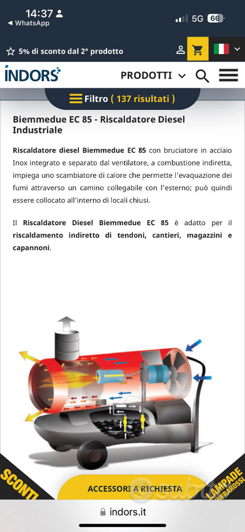 Biemmedue EC 85 Riscaldatore Diesel Industriale