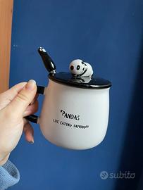 Tazza Panda 3D con coperchio e cucchiaino – Set