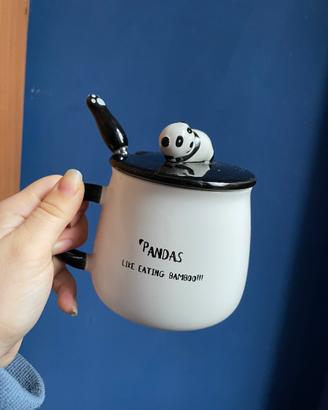 Tazza Panda 3D con coperchio e cucchiaino – Set