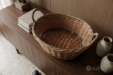 Cesto ovale in vimini intrecciato
