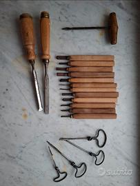 Vecchi strumenti falegname e sgorbie