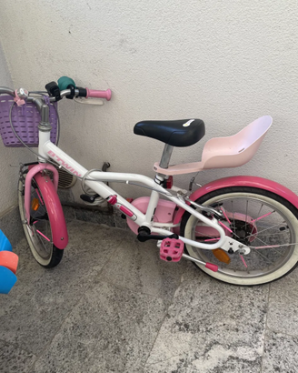 Bici bambina B'Twin Decathlon bianca/rosa