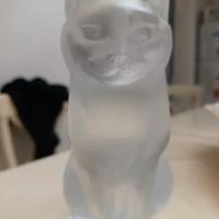 Scultura Lalique Crystal Chat Assis -