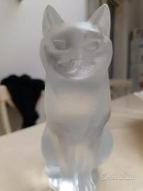 Scultura Lalique Crystal Chat Assis -