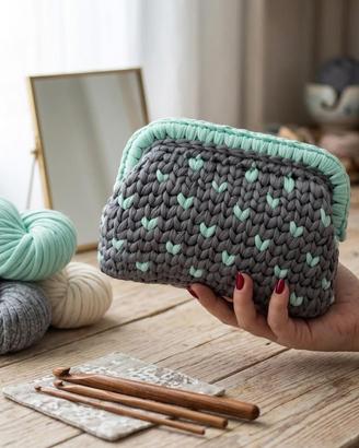 Borsa  Artigianale - Grigio &  Verde acqua