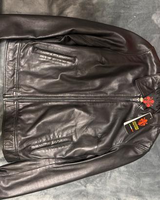 Giacca di pelle con collo a camicia