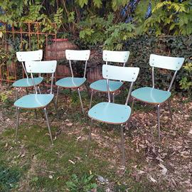 6 sedie da cucina anni 60 in formica verde