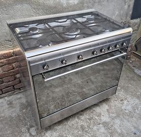 Cucina GAS SMEG Inox 5 Fuochi e Maxi Forno 90cm Pr
