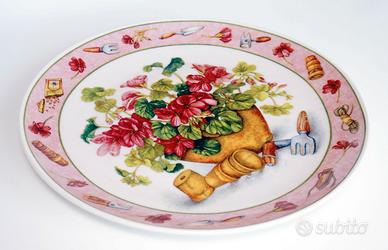 Piatto decorativo a tema floreale diametro 25,2 cm