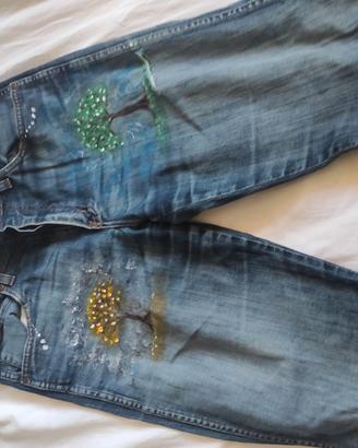Jeans dipinti a mano indelebili colori per stoffa