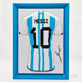 Quadretto 3D Messi Maglia Argentina con Autografo