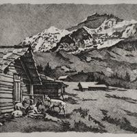 Pio Penzo, "Alpestre" 1978, acquaforte 20/30