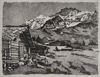 Pio Penzo, "Alpestre" 1978, acquaforte 20/30