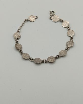 bracciale in argento 925 con monete 
