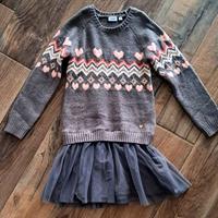 vestito in lana con gonna tulle