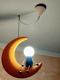 lampadario cameretta con luna e omino