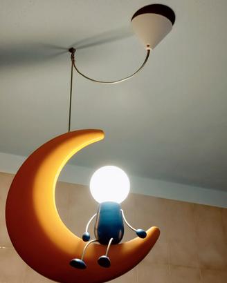lampadario cameretta con luna e omino