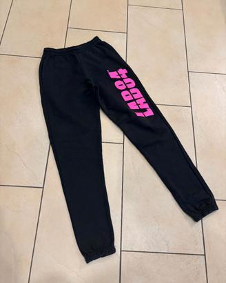 Pantaloni bambina Tuta Neri LAB84  logo Fucsia