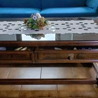 Tavolino legno e vetro