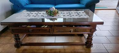 Tavolino legno e vetro