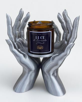 Portacandela Mani 3D argento